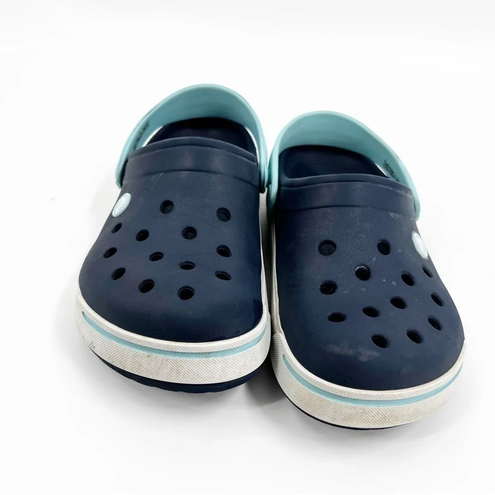 ✅ Crocs Kids' Crocband II Clog Navy‎ Blue, Sky Blue and White Shoe 3 WATERPROOF